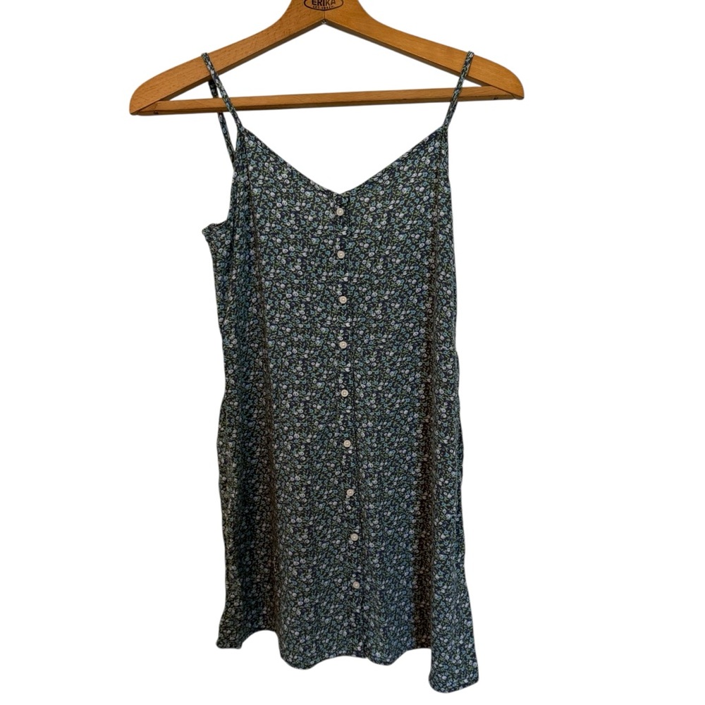 Aerie Blue Floral Button Swing Flowy Dress Size M. - Picture 3 of 8